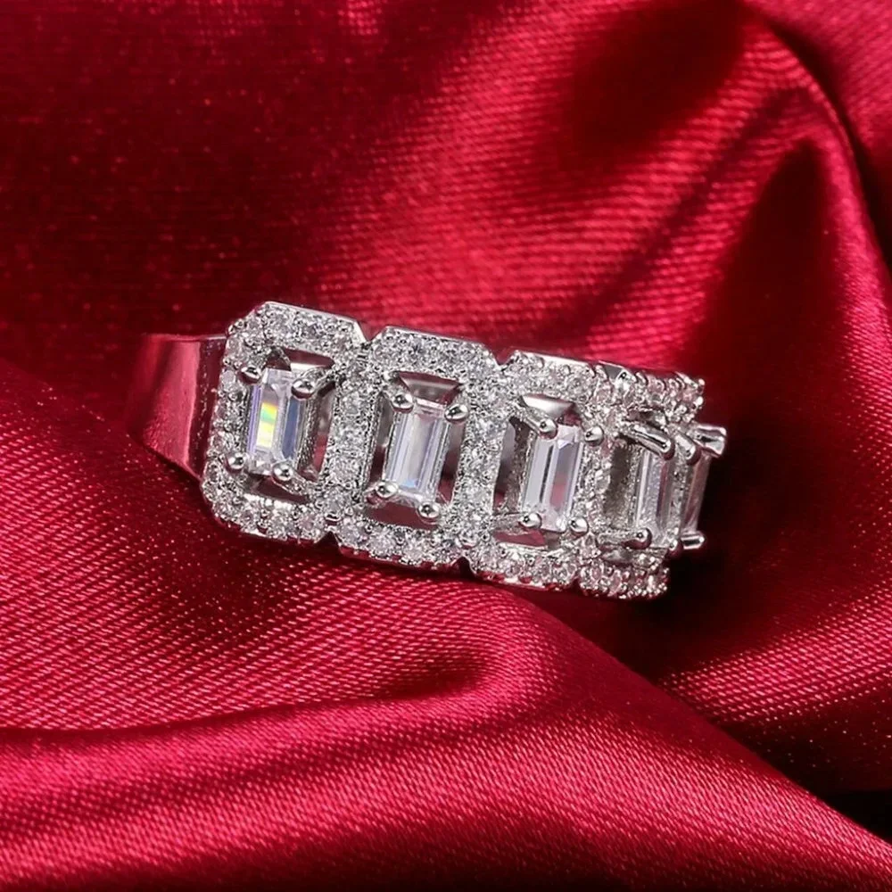 💍 Hollow Full Around Zircon Silver Fashion Eternity Ring for Women, EVGG…